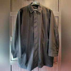 Mens Black 7-button/Zipper Top Coat With Zip-out Lining